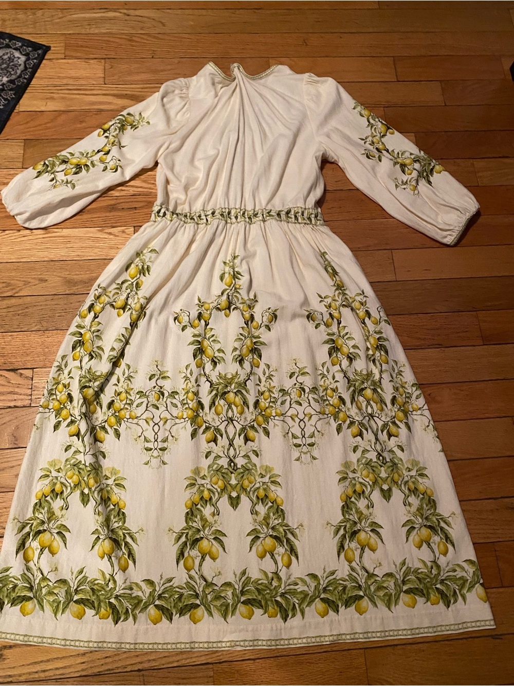 Max Studio Cream Dress with Yellow Lemon Print